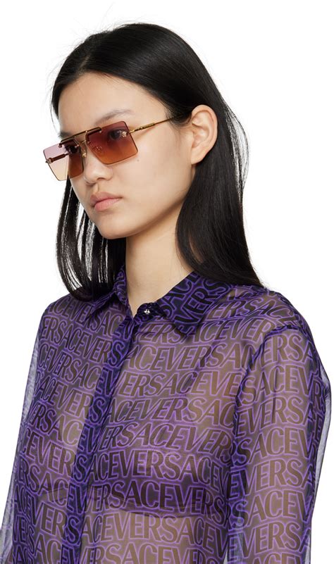 Versace: Gold Medusa Glam Sunglasses 